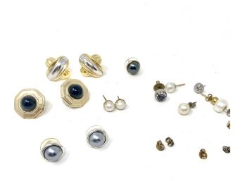 Assorted Post Earrings Including Pearls And 14k