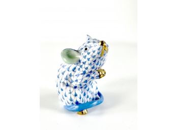 Herend Sitting Mouse - 24k Gold Accents  - 2.25'h