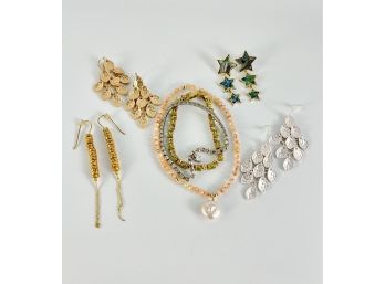 4 Pairs Of Dangling Pierced Earrings An 3 Bracelets