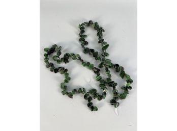 2 15' Strands Of Beaded Polished Stones - Green - Likely Ruby Zoisite