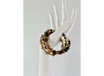 Artisan Crafted Copper Wire And Organic Bead Bracelets
