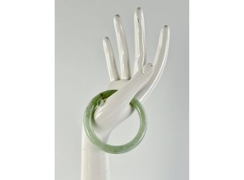 A Jade Bangle With Small Charm And 14k Ring
