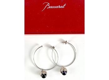 Baccarat Bijoux Collection Sterling Silver Hoop Pierced Earrings With Amethyst Drops