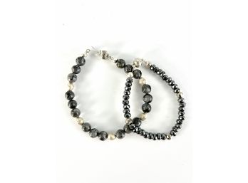 A Pair Of Coordinating Bead Bracelets - With Labradorite