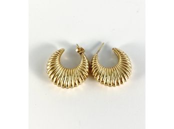 A Pair Of 14K Gold Crescent Moon Shaped Post Earrings - 2.7 Grams