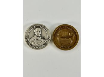 Akron Ohio - Perkins - Medallic Art Coins - .999 Pure Silver And Bronze