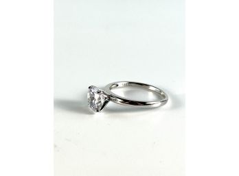 Solitaire Ring - Sterling With Zirconia - Sz 8
