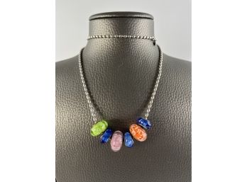 Pandora 6 Glass Beads On Sterling Chain - 15' Drop