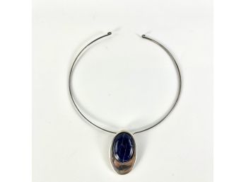 A Modernist Sterling Silver And Lapis Lazuli Choker