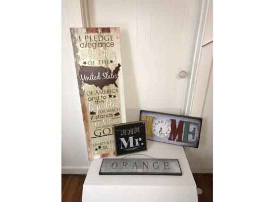 4 Pc. Sign Grouping And Clock