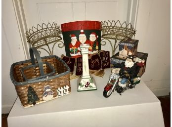 Lot #5 Christmas ~ Santa On Motorcycle, Baskets & More ~