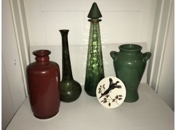 6 Pc Ceramic & Glass Decorative Lot