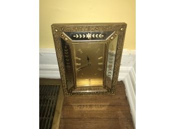 Mirror Clock With Gold Accents