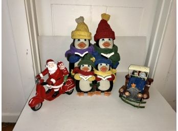Lot #3 Christmas ~ Santa On Scooter, Singing Penguins Etc.