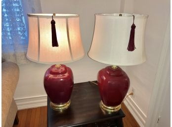 Pr. Red Ginger Jar Lamps