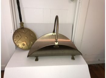 Brass Log Holder & Copper Bed Warmer