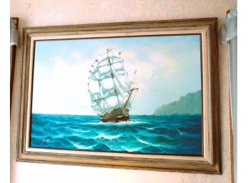 CLIPPERSHIP ON THE SEA SIGNED ORIGINAL PAINTING