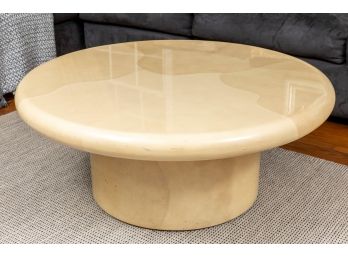 Mid-Century Lacquered Wood Round Coffee Table
