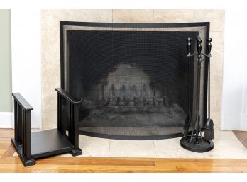 Black Iron Fireplace Set
