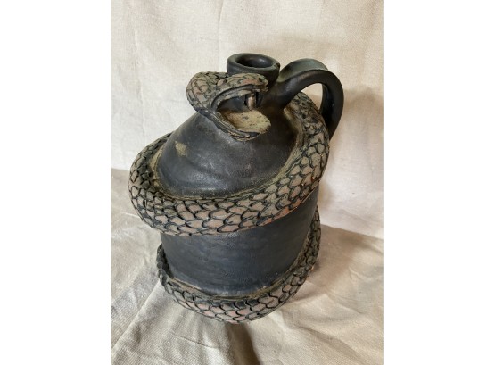 Snake Jug Handmade Pottery Signed Kim T Blach 2000 11in