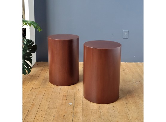 Circa 70s Paul Mayen Walnut Pedestal Side Tables For Habitat NY