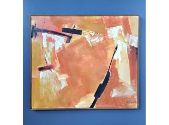 Huge 1963 Lyn Mcneur Original Abstract Oil On Canvas