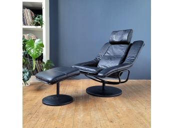 Vintage 80s Modern Lounge Chair And Ottoman