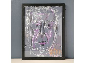 Dated 1965 Alexander Calder Portrait In Oil Pastels