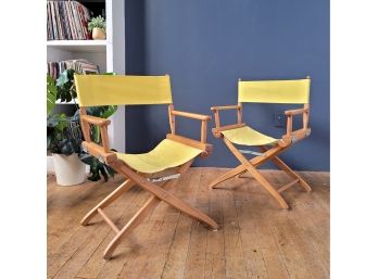 Pair 70s Solid Maple Directors Chairs