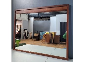 Lg Solid Walnut Mid Century Wall Mirror