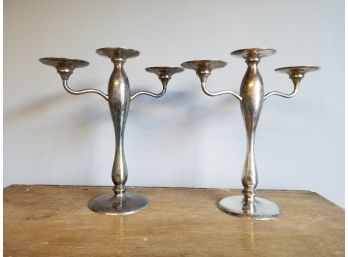 Pair Pottery Barn Silverplate Candleabras