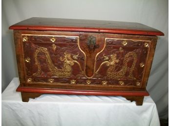 Antique/Vintage Asian Carved Wood Trunk/Chest