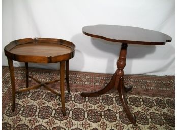 Two Side/Candle/Wine Tables - One Walnut, One Mahogany