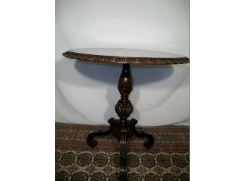 Antique Carved Table With Matched Veneer Top