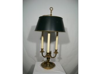 Vintage Brass Base Bouillotte Lamp With Black Metal Shade