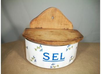 Cute Salt Box Made In France With Wood Top - Very Decorative