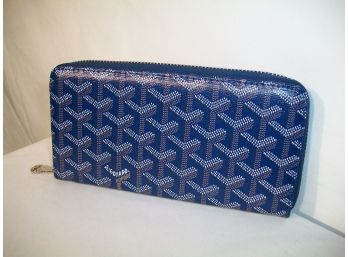 New Goyard STYLE Blue 'Zippy' Wallet - Great Color