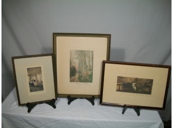 Three Wallace Nutting Prints 'New England Birches' & Two Interior Scenes