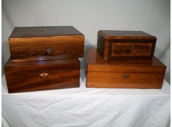 Four Period Antique Document/Desk Wooden Boxes  - All Pre 1890