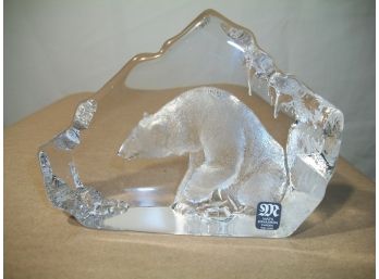 Mats Jonasson - Sweden - Crystal Polar Bear Sculpture/Statue