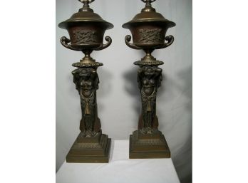 Antique Bronze Lamps With Amazing Patina