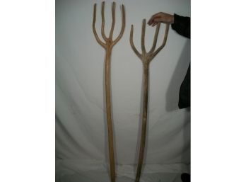 Vintage Decorative Wood 'Hay Forks' Made From One Branch