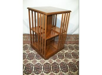 Classic Vintage Revolving/Rotating Bookcase With Pinwheel Inlay