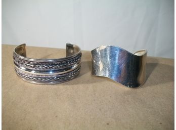 Two Alluring Mexican Bracelets - Sterling Silver - 2.69 OZT