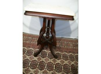 Antique Victorian Marble Top Table C.1880 - Original Casters/Walnut Base