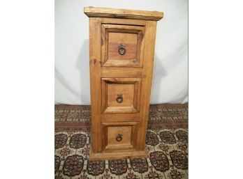 Three Drawer Stand Made Of Pine With Wrought Iron Hardware