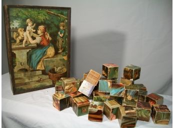 Antique Victorian Blocks Puzzle C.1880-c.1890 - Six Different Scenes!