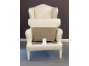 A Stylish Modern Wing Chair In Creamy White Leather, Ethan Allen, 1 Of 2