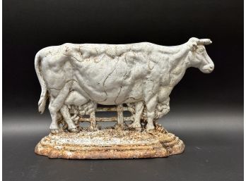 A Wonderfully-Aged Cow Doorstop In Cast-Iron