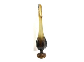 Fantastic Hand-blown Rootbeer Colored Glass Stretch/Swung Vase By Viking Glass